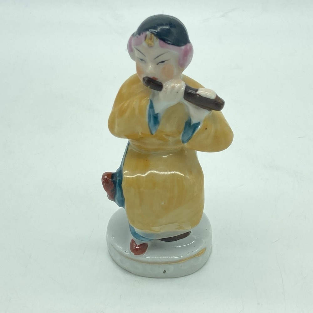 Occupied Japan Lot Of 3 Musicians Flute Hand Drum MCM Asian Geisha Cottagecore - Picture 16 of 16